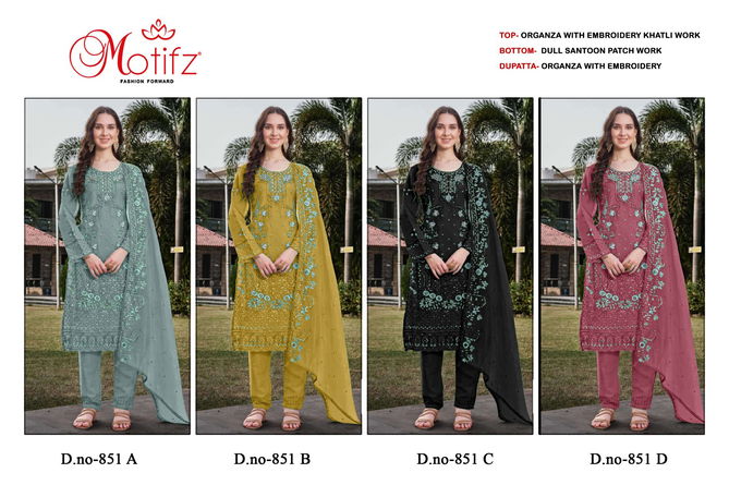 Motifz 851 A To D Organza Embroidery Pakistani Suits Suppliers In India